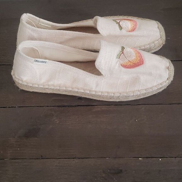 Soludos Peach Embroidered Espadrilles Sand Size 6 NEW - Picture 2 of 7